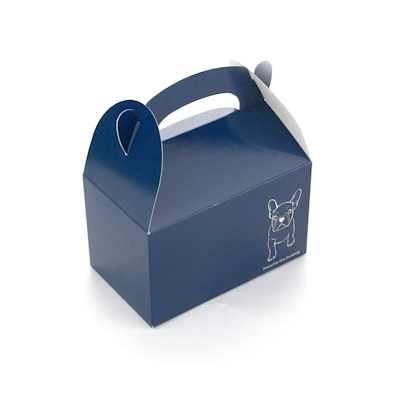 Bio Tek Frenchie Paper Gable Box / Take Out Container - Compostable - 6" x 3 1/2" x 3 1/2" - 100 count box