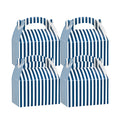 Bio Tek Blue & White Stripe Paper Gable Box / Take Out Container - Compostable - 6" x 3 1/2" x 3 1/2" - 100 count box