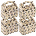 Bio Tek Plaid Paper Gable Box / Take Out Container - Compostable - 6" x 3 1/2" x 3 1/2" - 100 count box