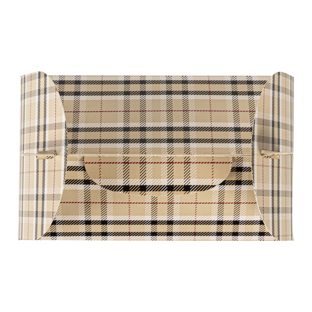 Bio Tek Plaid Paper Gable Box / Take Out Container - Compostable - 6" x 3 1/2" x 3 1/2" - 25 count box