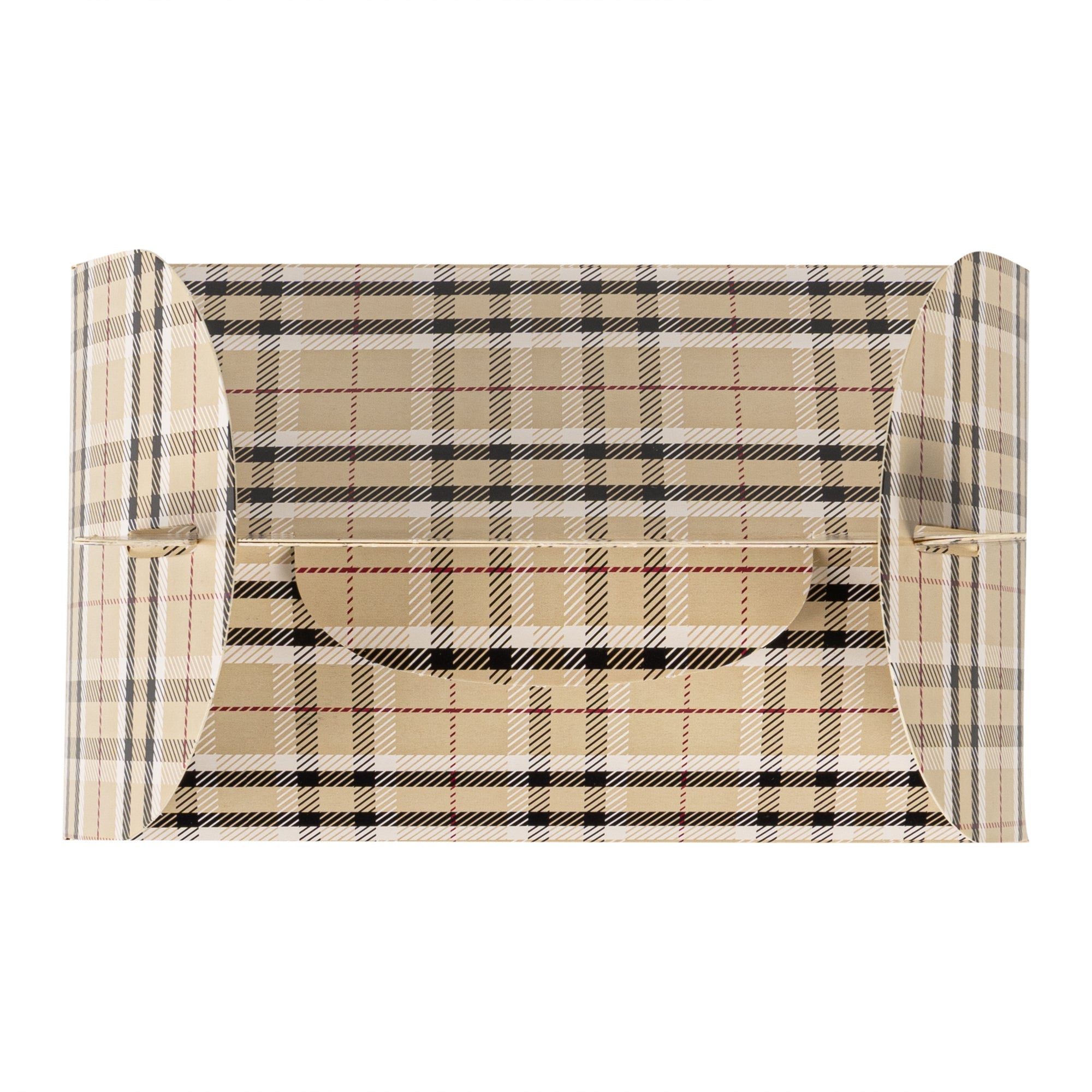Bio Tek Plaid Paper Gable Box / Take Out Container - Compostable - 6" x 3 1/2" x 3 1/2" - 25 count box