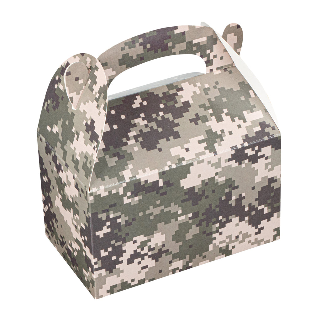 Bio Tek Camouflage Paper Gable Box / Take Out Container - Compostable - 6" x 3 1/2" x 3 1/2" - 100 count box