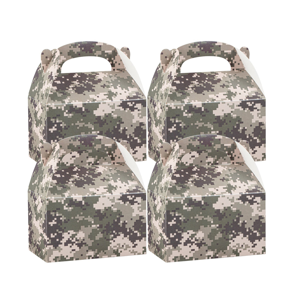 Bio Tek Camouflage Paper Gable Box / Take Out Container - Compostable - 6" x 3 1/2" x 3 1/2" - 100 count box