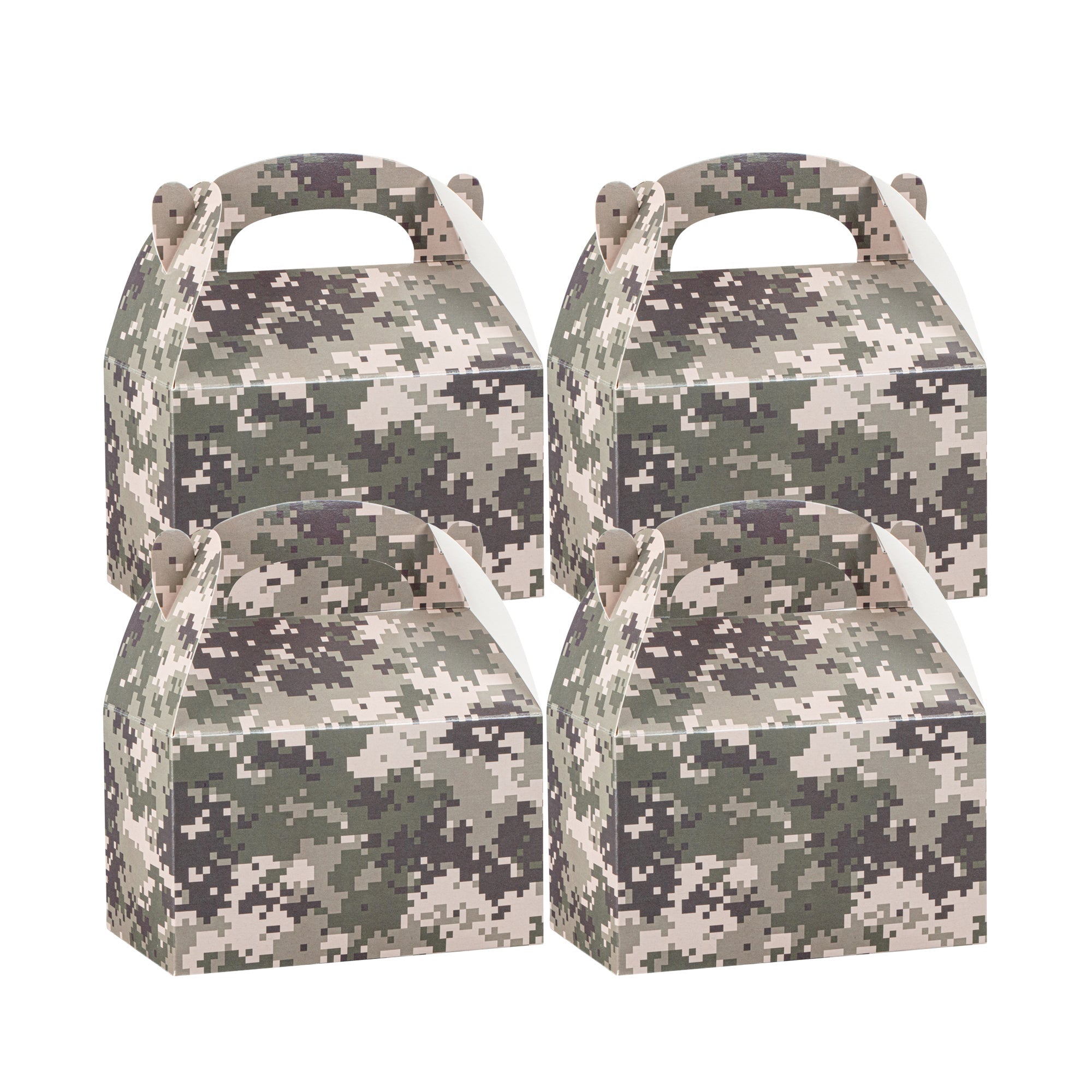 Bio Tek Camouflage Paper Gable Box / Take Out Container - Compostable - 6" x 3 1/2" x 3 1/2" - 100 count box