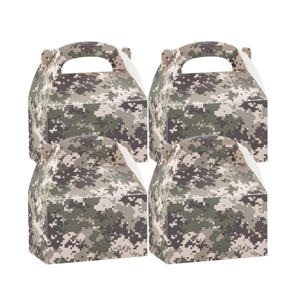 Bio Tek Camouflage Paper Gable Box / Take Out Container - Compostable - 6" x 3 1/2" x 3 1/2" - 25 count box