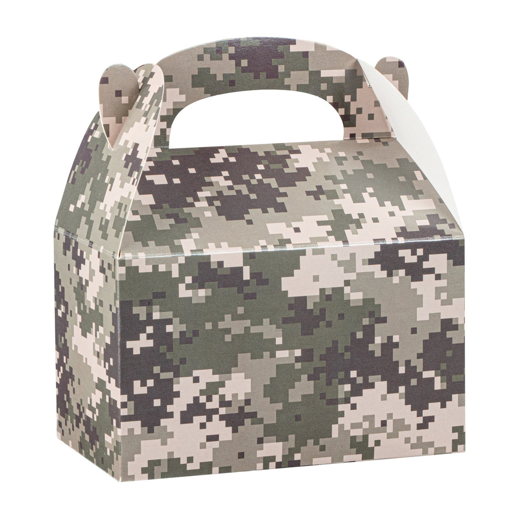 Bio Tek Camouflage Paper Gable Box / Take Out Container - Compostable - 6" x 3 1/2" x 3 1/2" - 100 count box