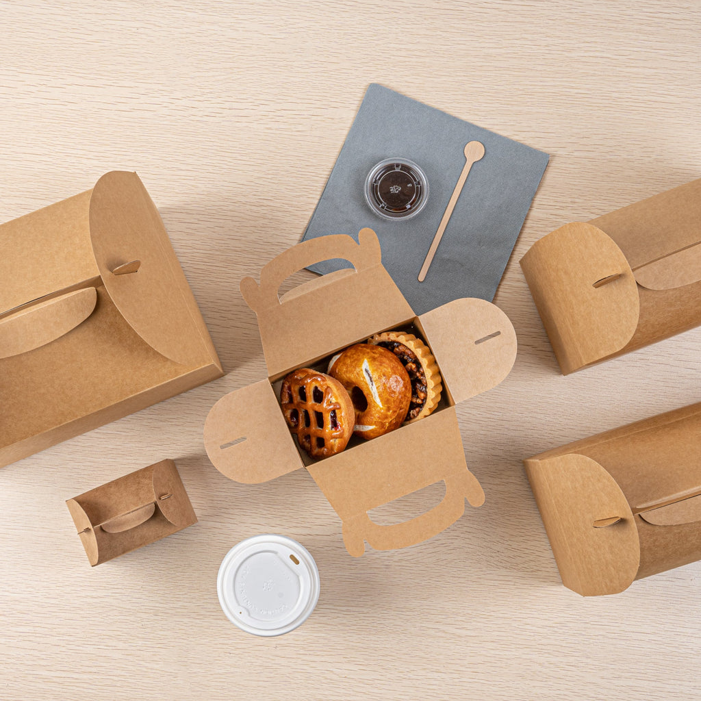 Bio Tek Kraft Paper Gable Box / Take Out Container - Greaseproof - 6" x 3 1/2" x 3 1/2" - 25 count box
