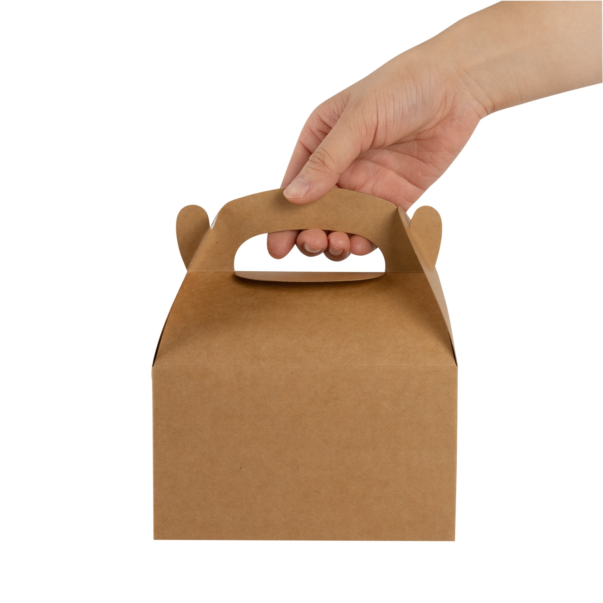 Bio Tek Kraft Paper Gable Box / Take Out Container - Greaseproof - 6" x 3 1/2" x 3 1/2" - 100 count box