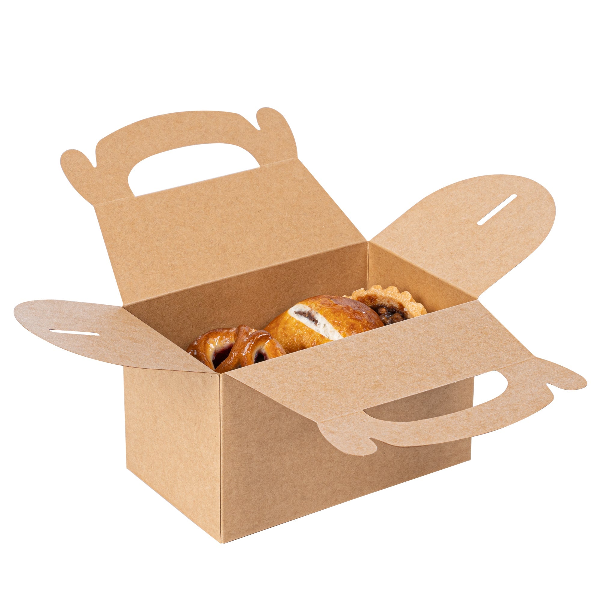 Bio Tek Kraft Paper Gable Box / Take Out Container - Greaseproof - 6" x 3 1/2" x 3 1/2" - 100 count box