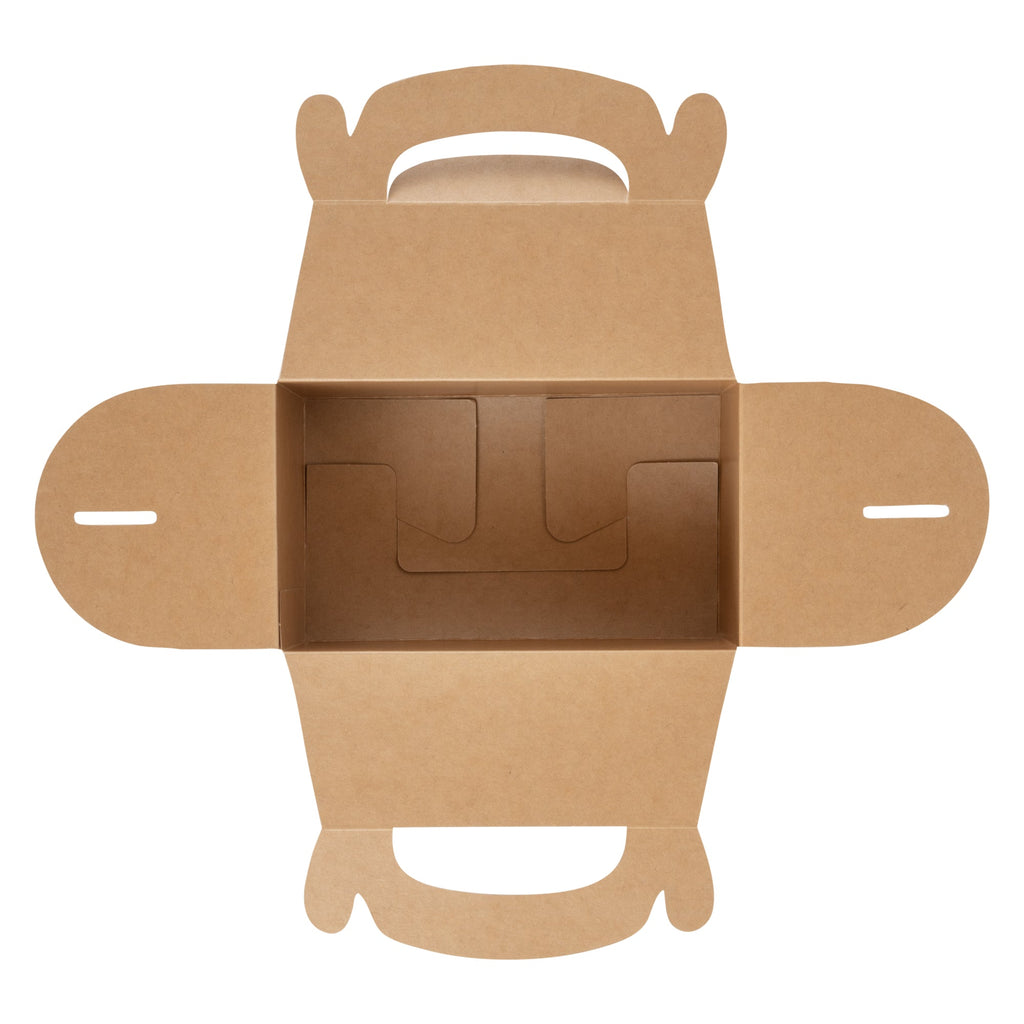 Bio Tek Kraft Paper Gable Box / Take Out Container - Greaseproof - 6" x 3 1/2" x 3 1/2" - 100 count box