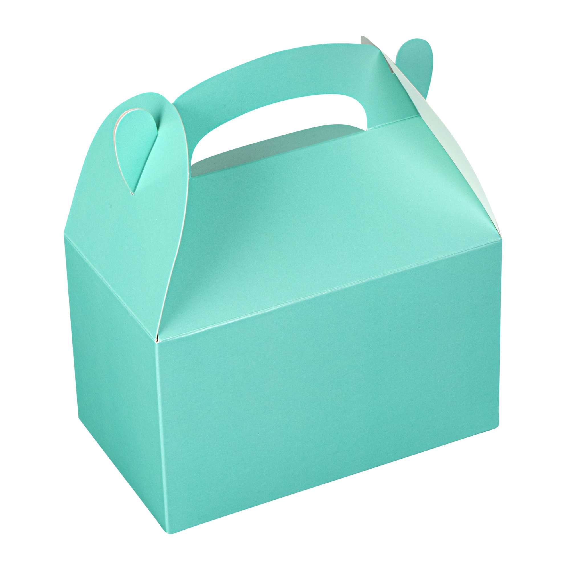 Bio Tek Turquoise Paper Gable Box / Take Out Container - Compostable - 6" x 3 1/2" x 3 1/2" - 25 count box
