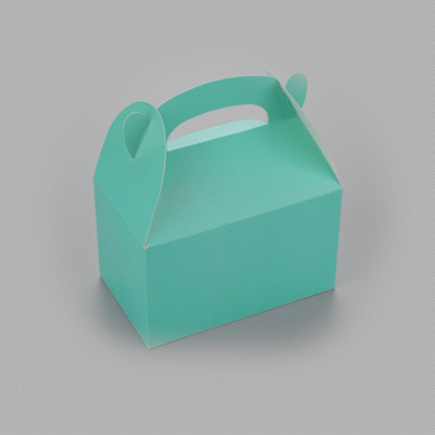 Bio Tek Turquoise Paper Gable Box / Take Out Container - Compostable - 6" x 3 1/2" x 3 1/2" - 25 count box