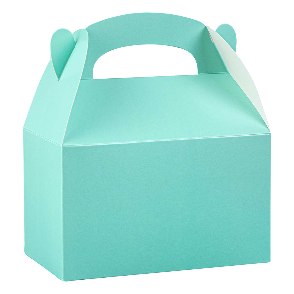 Bio Tek Turquoise Paper Gable Box / Take Out Container - Compostable - 6" x 3 1/2" x 3 1/2" - 25 count box
