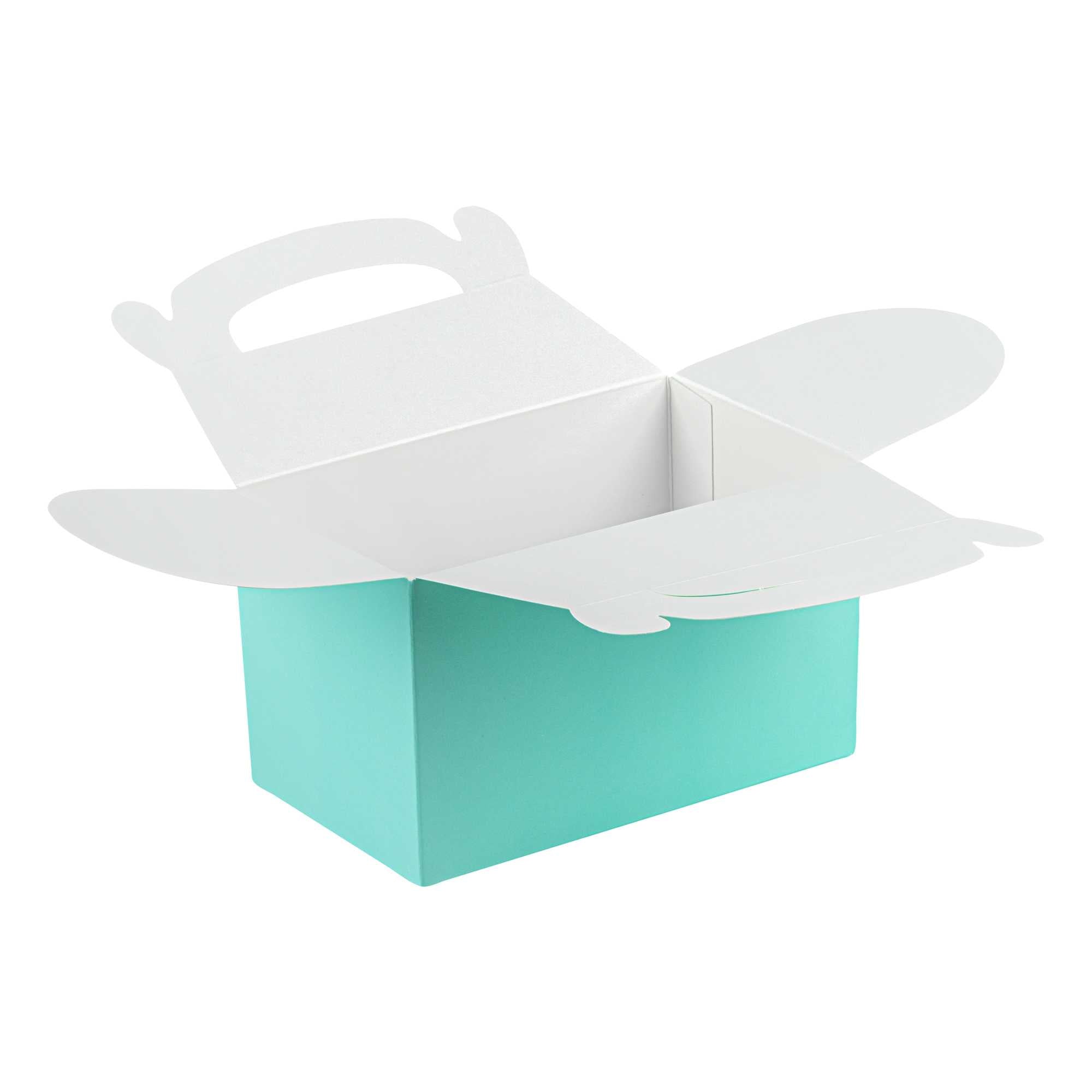 Bio Tek Turquoise Paper Gable Box / Take Out Container - Compostable - 6" x 3 1/2" x 3 1/2" - 25 count box