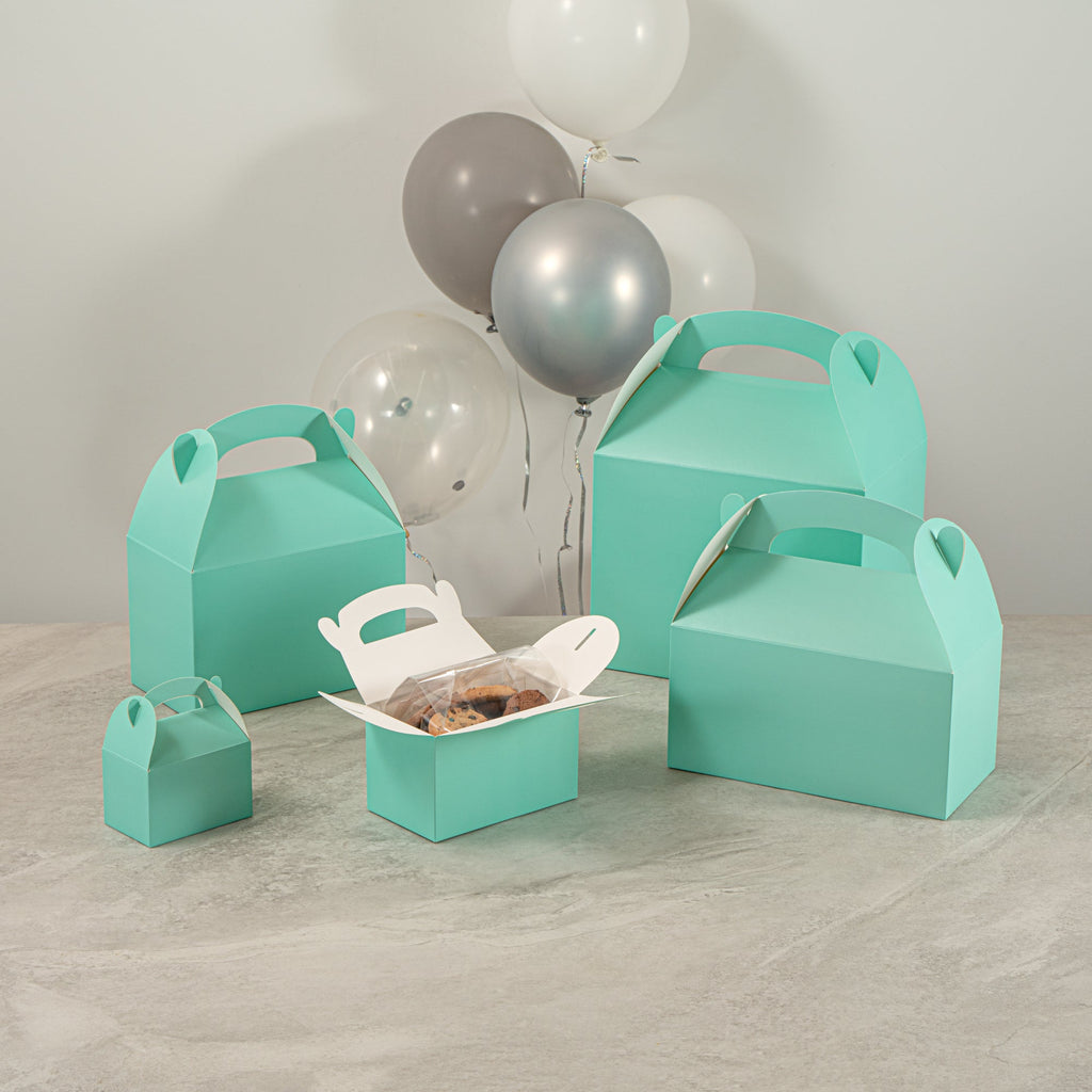 Bio Tek Turquoise Paper Gable Box / Take Out Container - Compostable - 6" x 3 1/2" x 3 1/2" - 100 count box