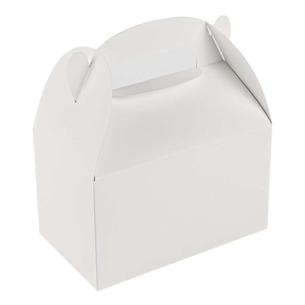 Bio Tek White Paper Gable Box / Take Out Container - Greaseproof - 6" x 3 1/2" x 3 1/2" - 100 count box