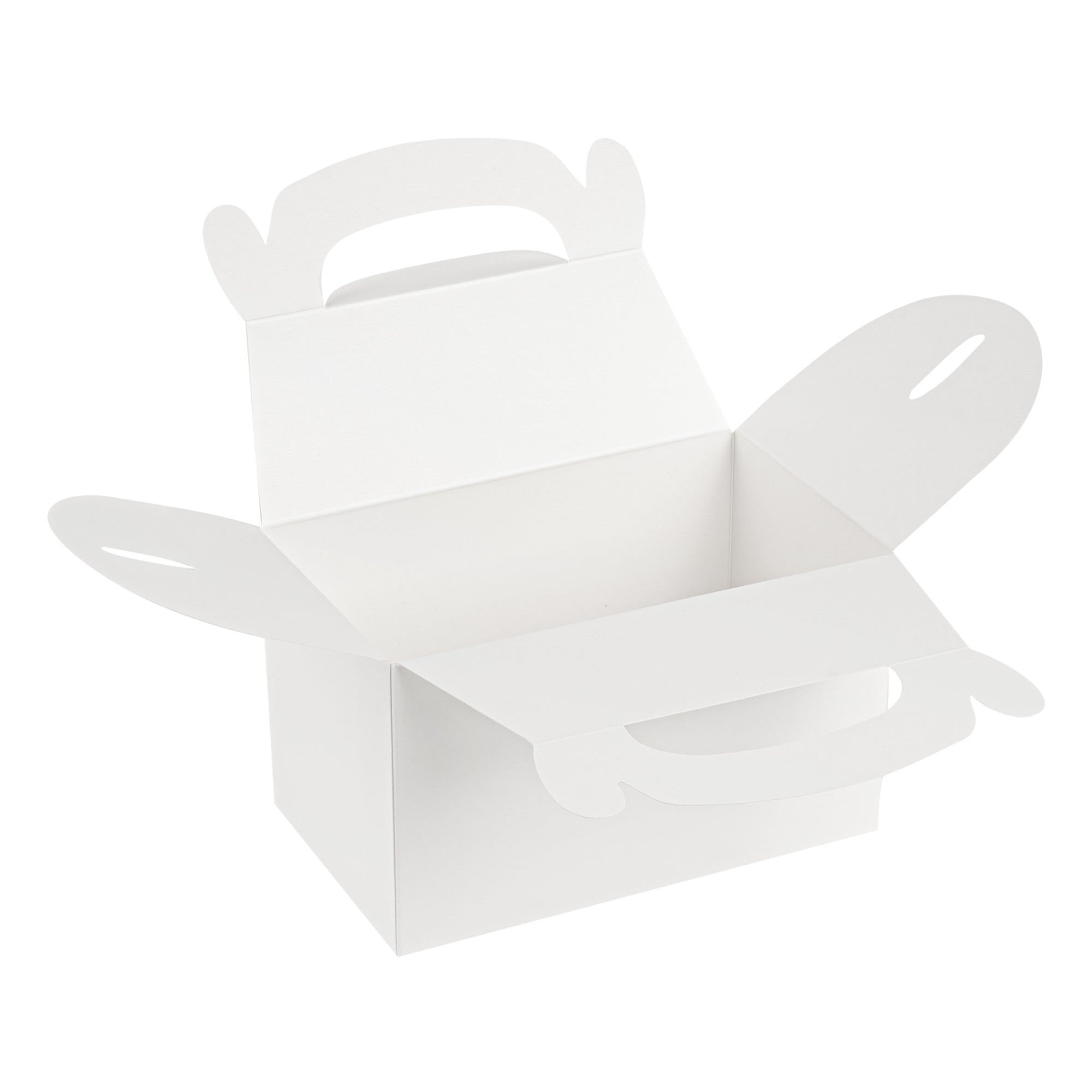 Bio Tek White Paper Gable Box / Take Out Container - Greaseproof - 6" x 3 1/2" x 3 1/2" - 25 count box