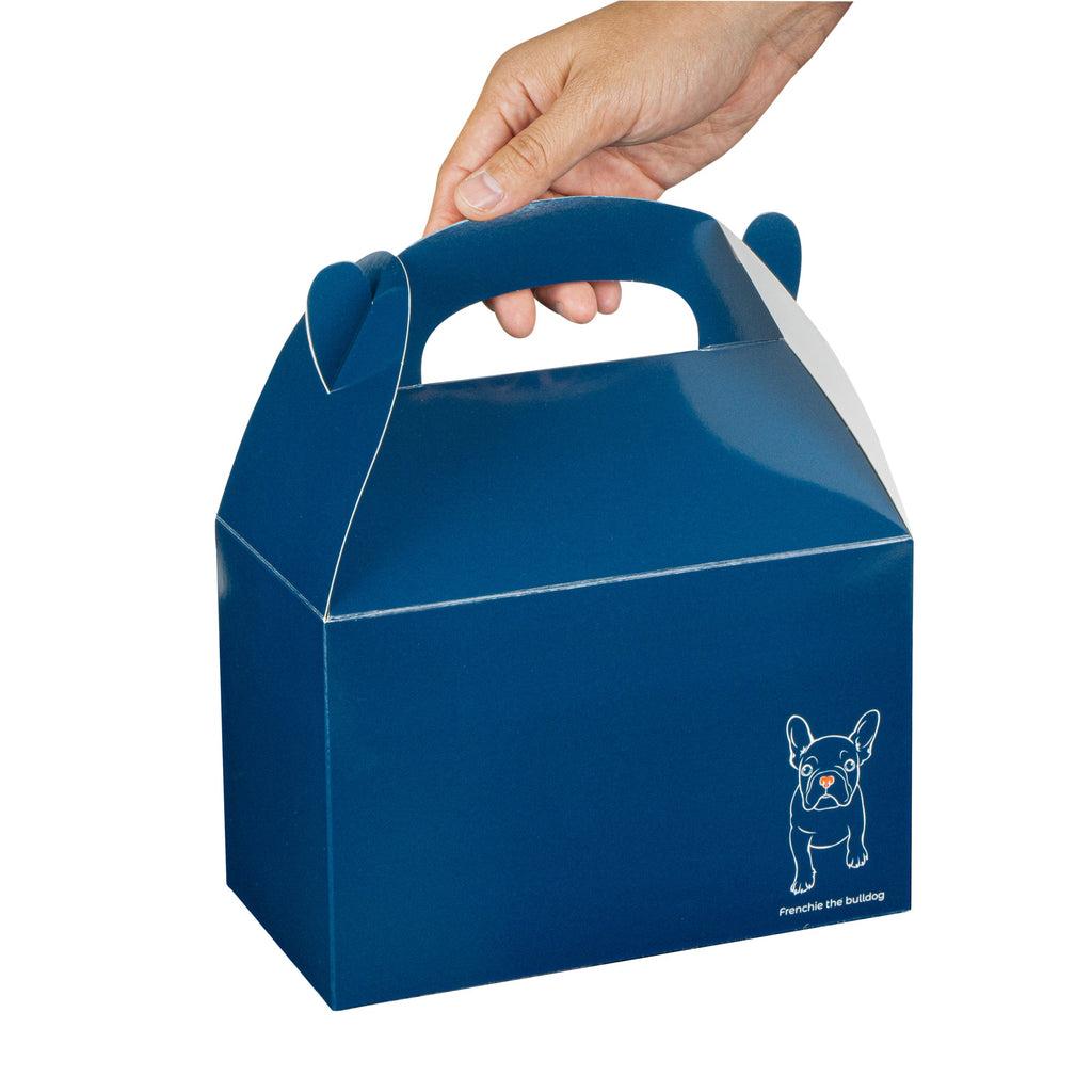 Bio Tek Frenchie Paper Gable Box / Take Out Container - Compostable - 8 1/2" x 4 3/4" x 5 1/2" - 25 count box