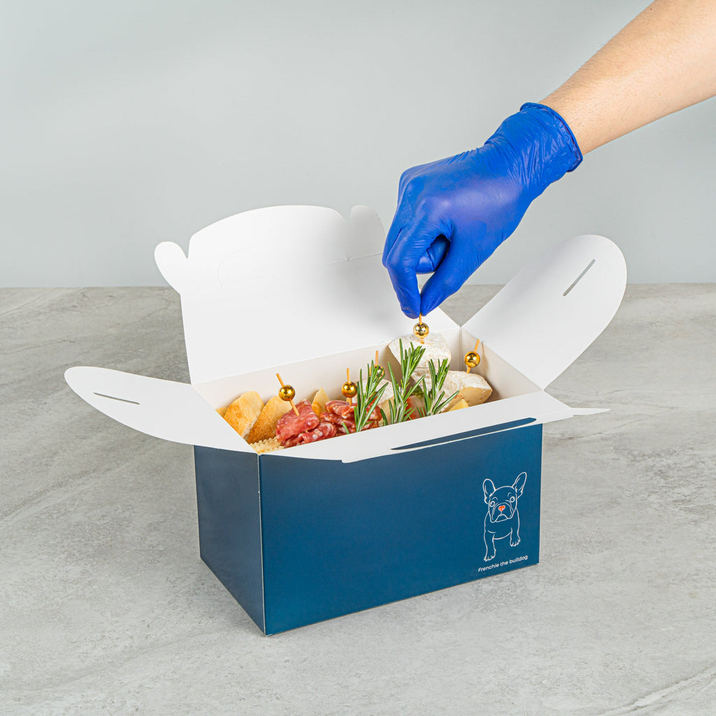 Bio Tek Frenchie Paper Gable Box / Take Out Container - Compostable - 8 1/2" x 4 3/4" x 5 1/2" - 25 count box