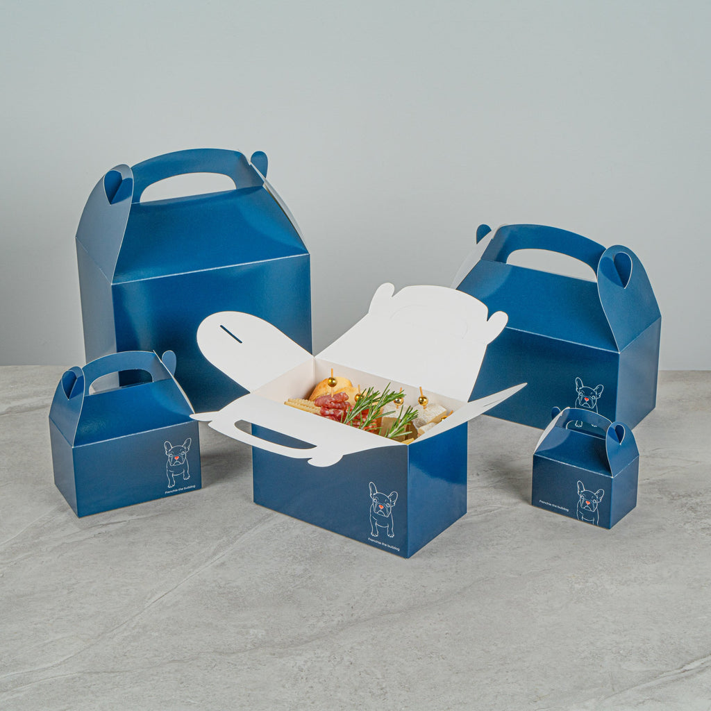 Bio Tek Frenchie Paper Gable Box / Take Out Container - Compostable - 8 1/2" x 4 3/4" x 5 1/2" - 25 count box