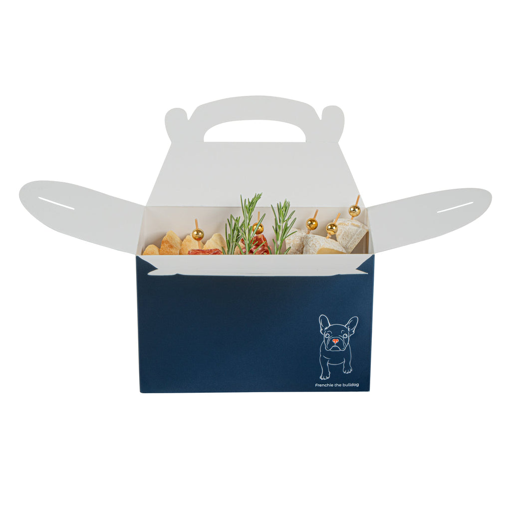 Bio Tek Frenchie Paper Gable Box / Take Out Container - Compostable - 8 1/2" x 4 3/4" x 5 1/2" - 100 count box