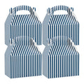 Bio Tek Blue & White Stripe Paper Gable Box / Take Out Container - Compostable - 8 1/2" x 4 3/4" x 5 1/2" - 100 count box