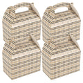 Bio Tek Plaid Paper Gable Box / Take Out Container - Compostable - 8 1/2" x 4 3/4" x 5 1/2" - 25 count box