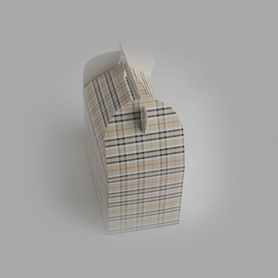 Bio Tek Plaid Paper Gable Box / Take Out Container - Compostable - 8 1/2" x 4 3/4" x 5 1/2" - 25 count box