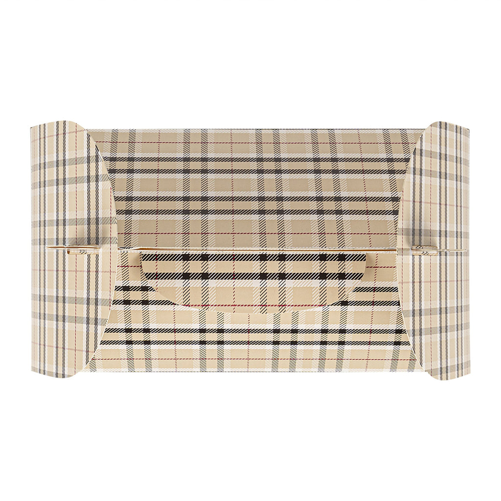 Bio Tek Plaid Paper Gable Box / Take Out Container - Compostable - 8 1/2" x 4 3/4" x 5 1/2" - 25 count box