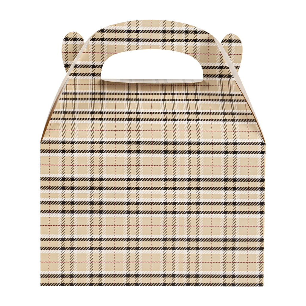 Bio Tek Plaid Paper Gable Box / Take Out Container - Compostable - 8 1/2" x 4 3/4" x 5 1/2" - 100 count box