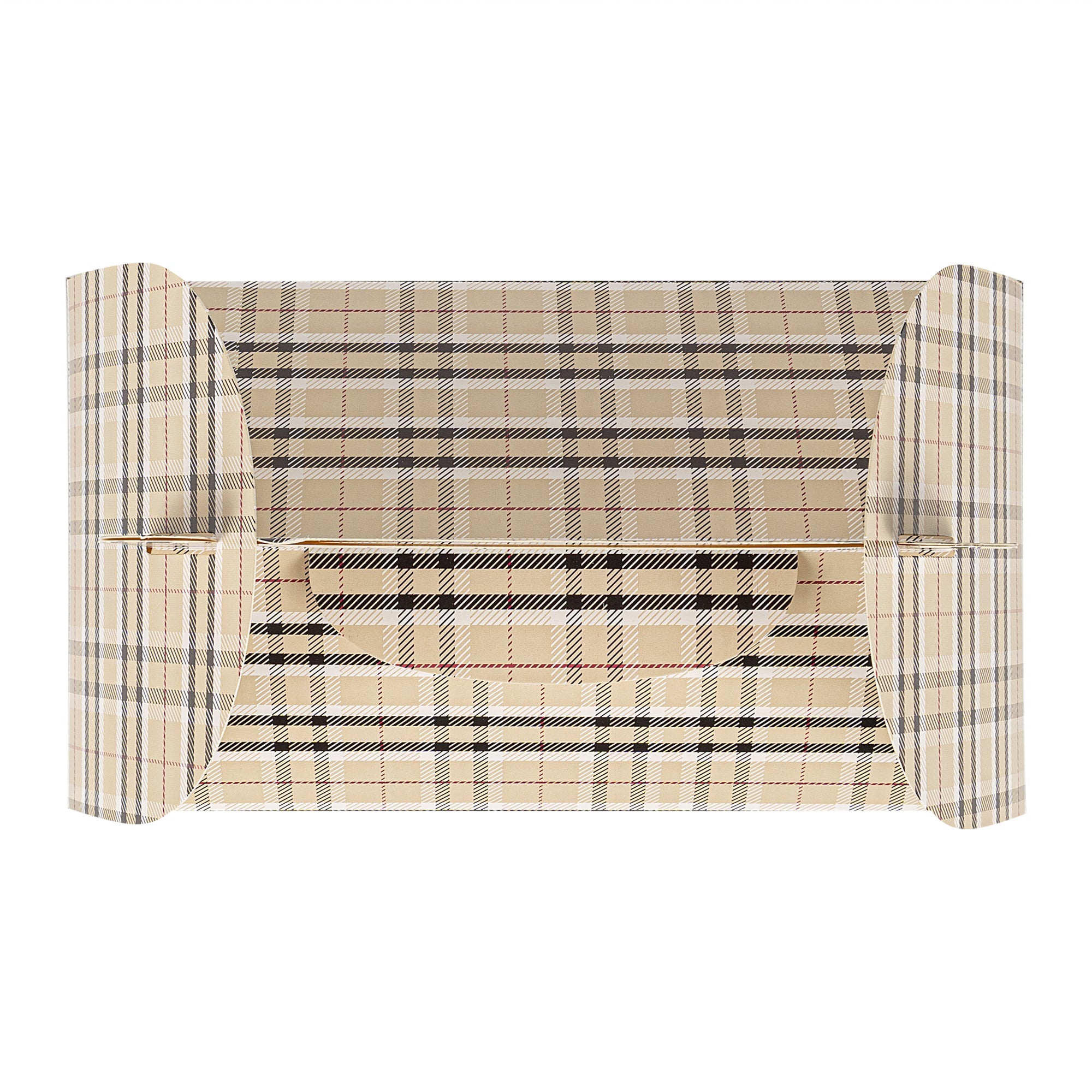 Bio Tek Plaid Paper Gable Box / Take Out Container - Compostable - 8 1/2" x 4 3/4" x 5 1/2" - 100 count box