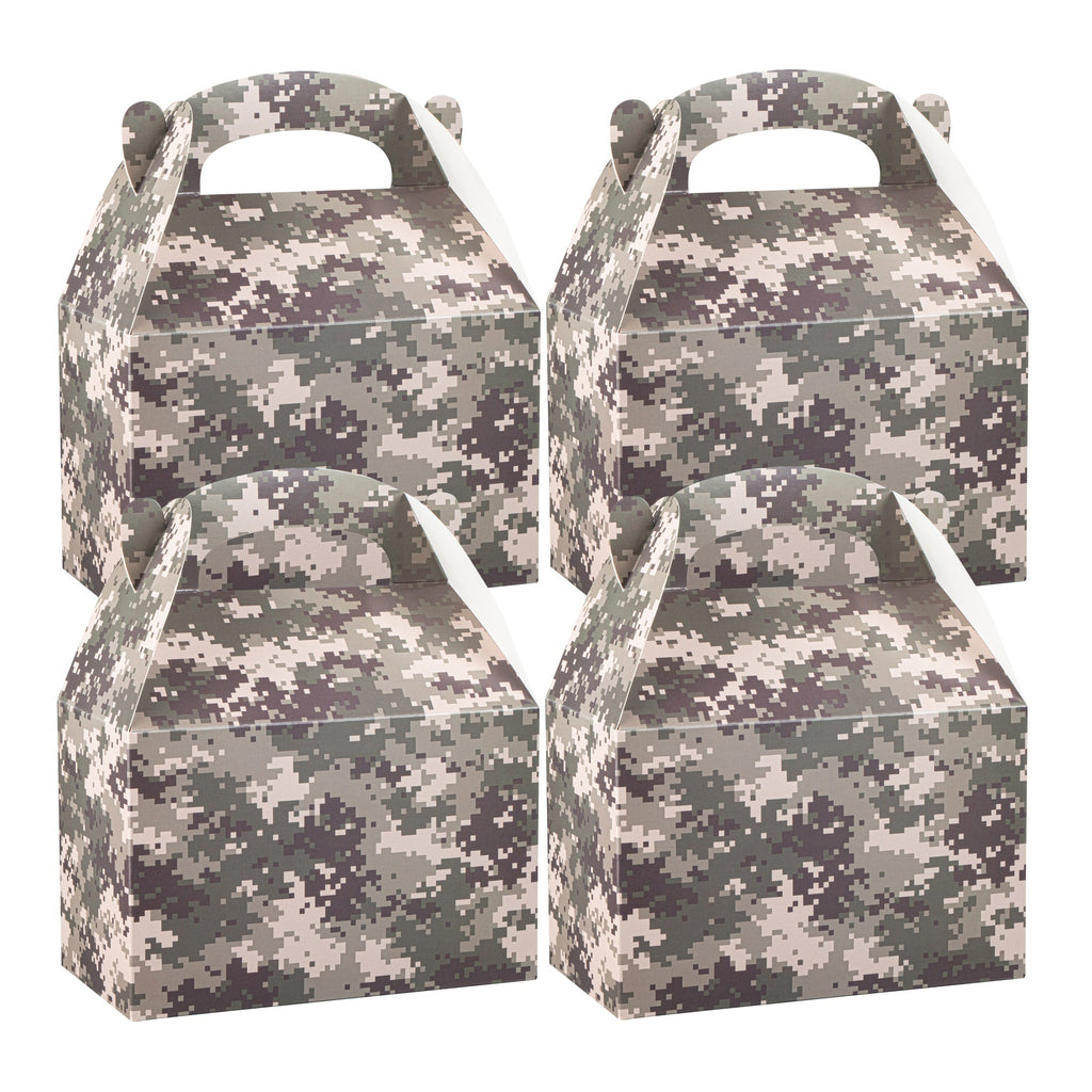 Bio Tek Camouflage Paper Gable Box / Take Out Container - Compostable - 8 1/2" x 4 3/4" x 5 1/2" - 25 count box