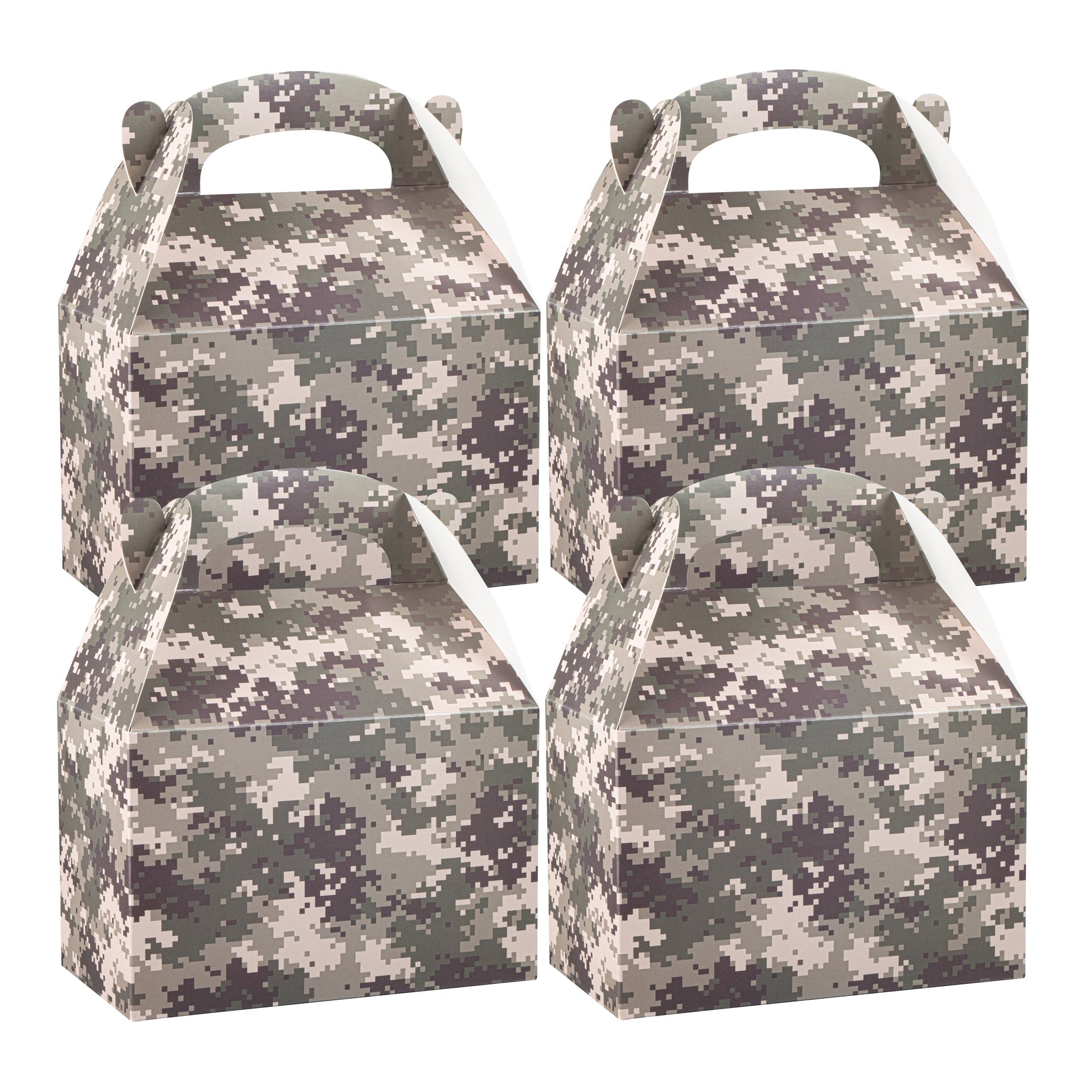 Bio Tek Camouflage Paper Gable Box / Take Out Container - Compostable - 8 1/2" x 4 3/4" x 5 1/2" - 25 count box