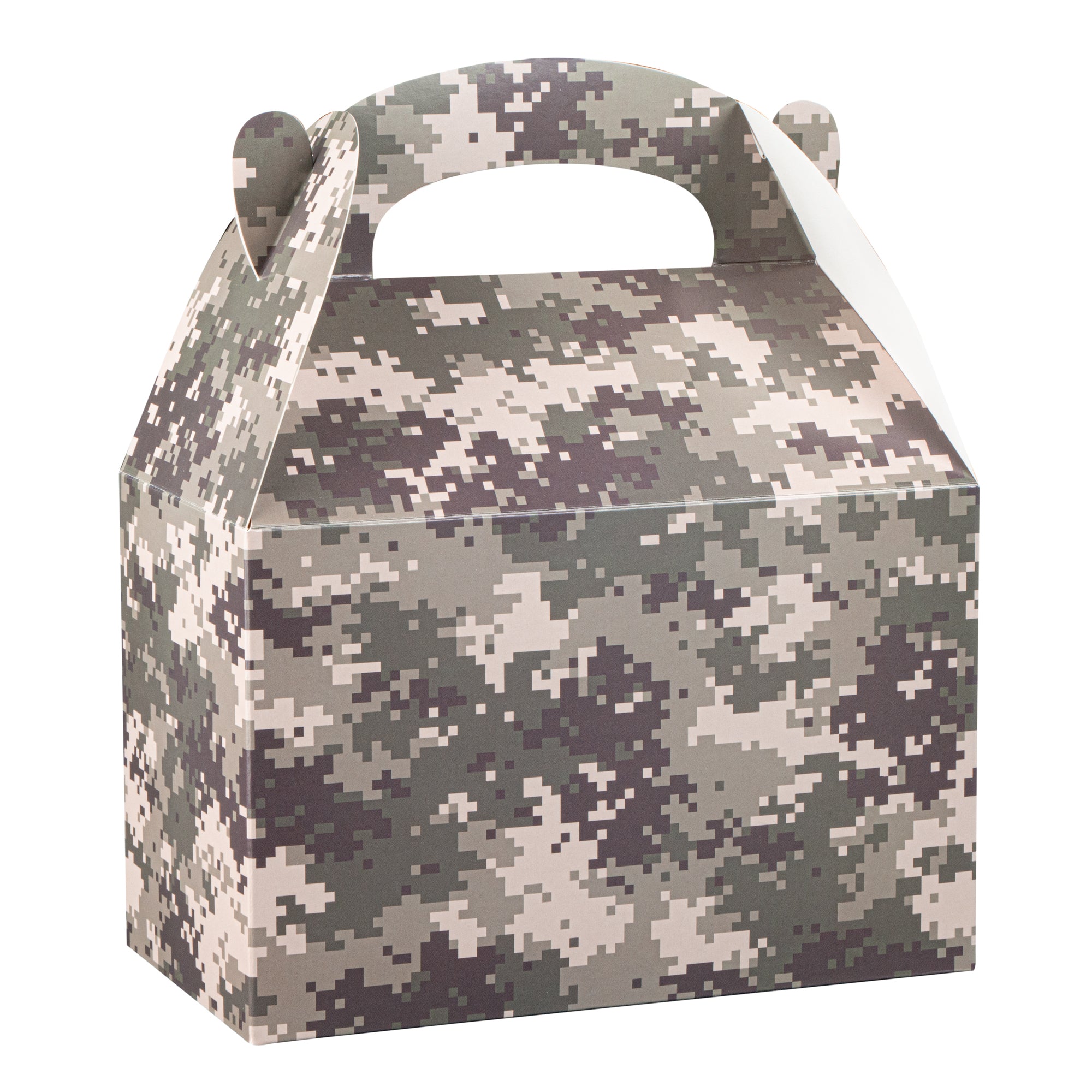 Bio Tek Camouflage Paper Gable Box / Take Out Container - Compostable - 8 1/2" x 4 3/4" x 5 1/2" - 25 count box