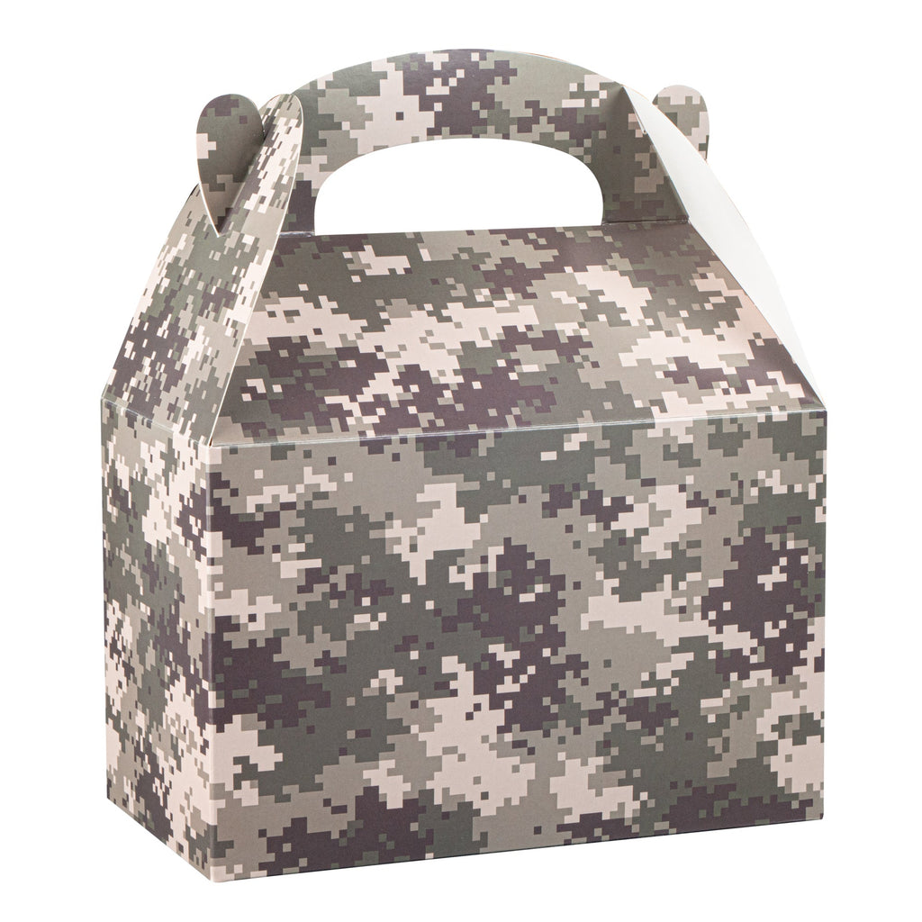 Bio Tek Camouflage Paper Gable Box / Take Out Container - Compostable - 8 1/2" x 4 3/4" x 5 1/2" - 100 count box