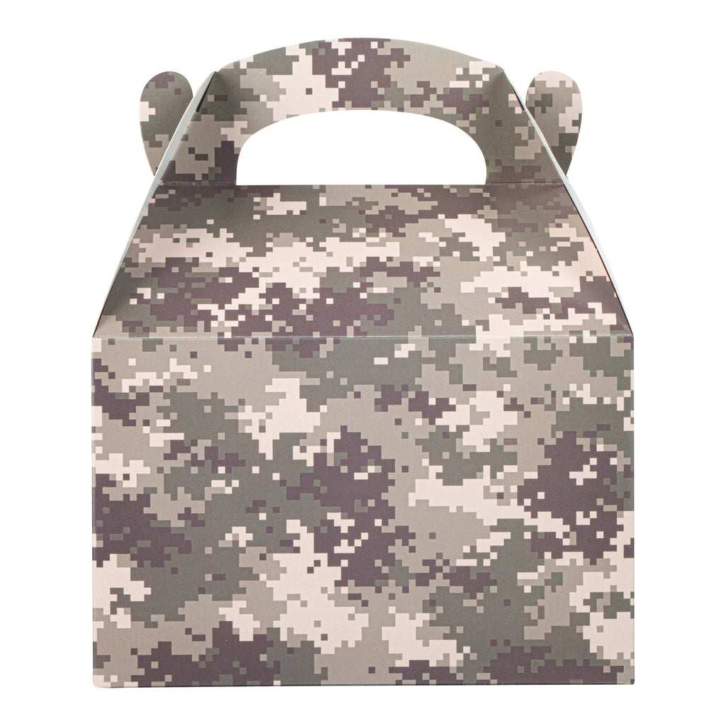 Bio Tek Camouflage Paper Gable Box / Take Out Container - Compostable - 8 1/2" x 4 3/4" x 5 1/2" - 100 count box