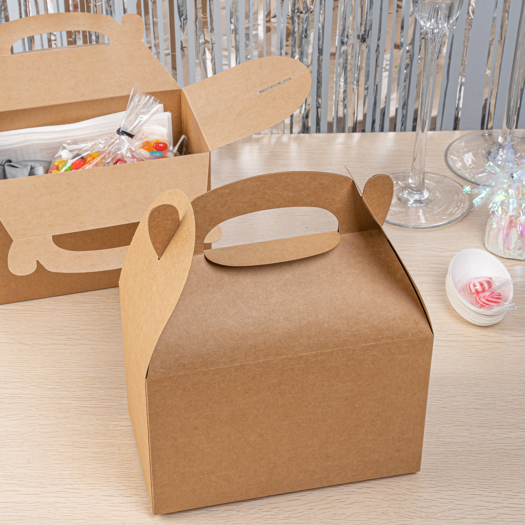 Bio Tek Kraft Paper Gable Box / Take Out Container - Greaseproof - 8 1/2" x 4 3/4" x 5 1/2" - 100 count box