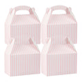 Bio Tek Pink & White Stripe Paper Gable Box / Take Out Container - Compostable - 8 1/2" x 4 3/4" x 5 1/2" - 100 count box
