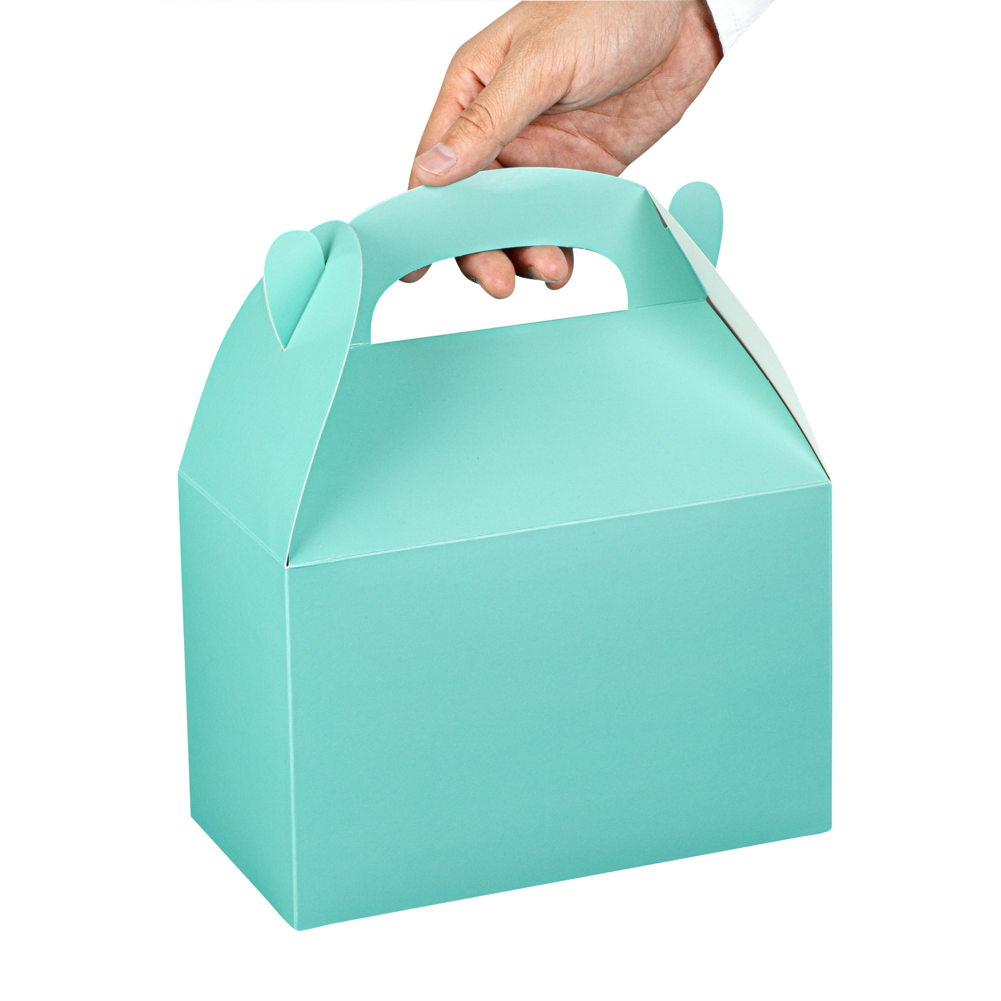 Bio Tek Turquoise Paper Gable Box / Take Out Container - Compostable - 8 1/2" x 4 3/4" x 5 1/2" - 100 count box