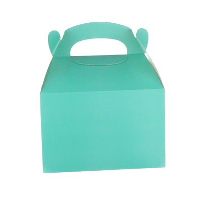 Bio Tek Turquoise Paper Gable Box / Take Out Container - Compostable - 8 1/2" x 4 3/4" x 5 1/2" - 100 count box