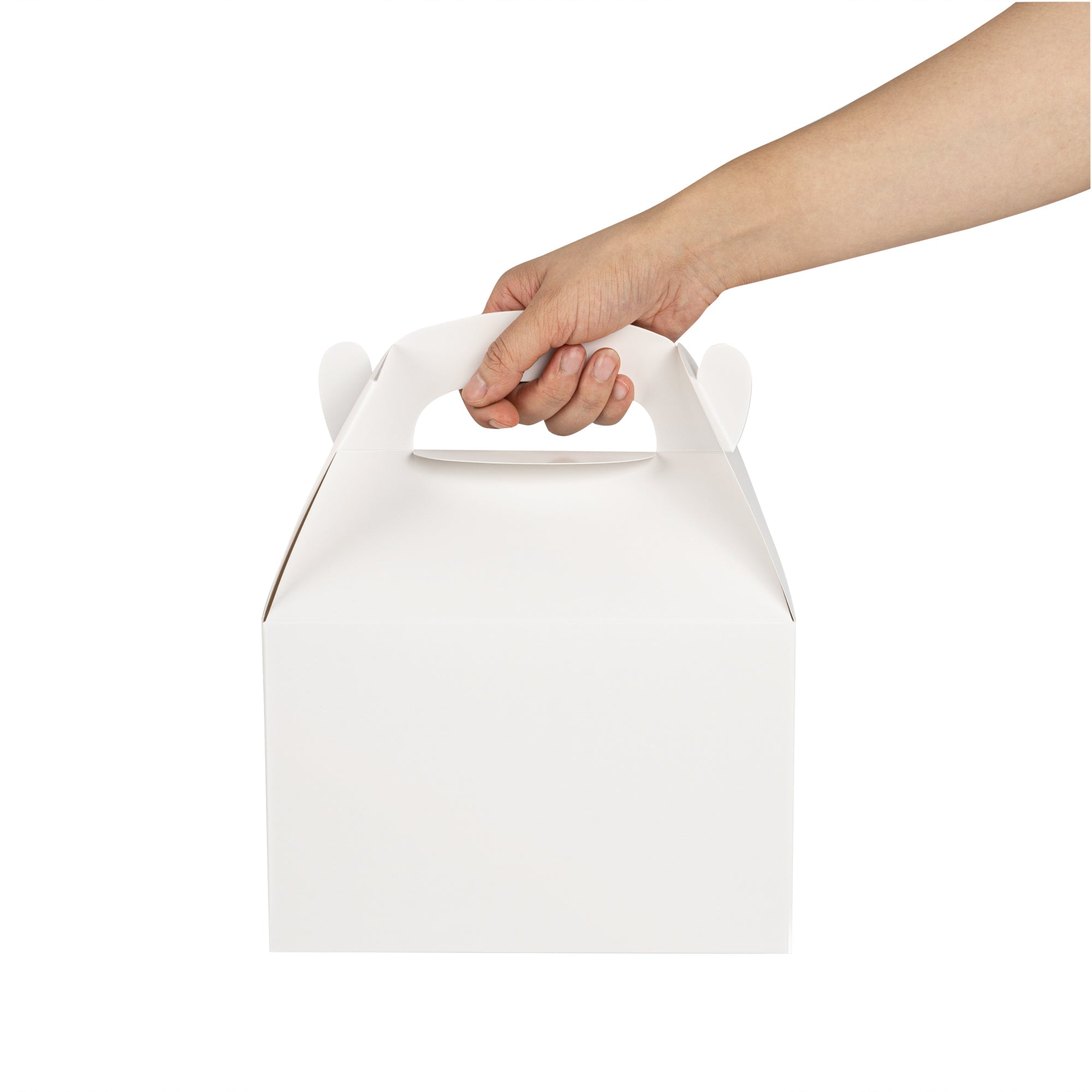 Bio Tek White Paper Gable Box / Take Out Container - Greaseproof - 8 1/2" x 4 3/4" x 5 1/2" - 25 count box