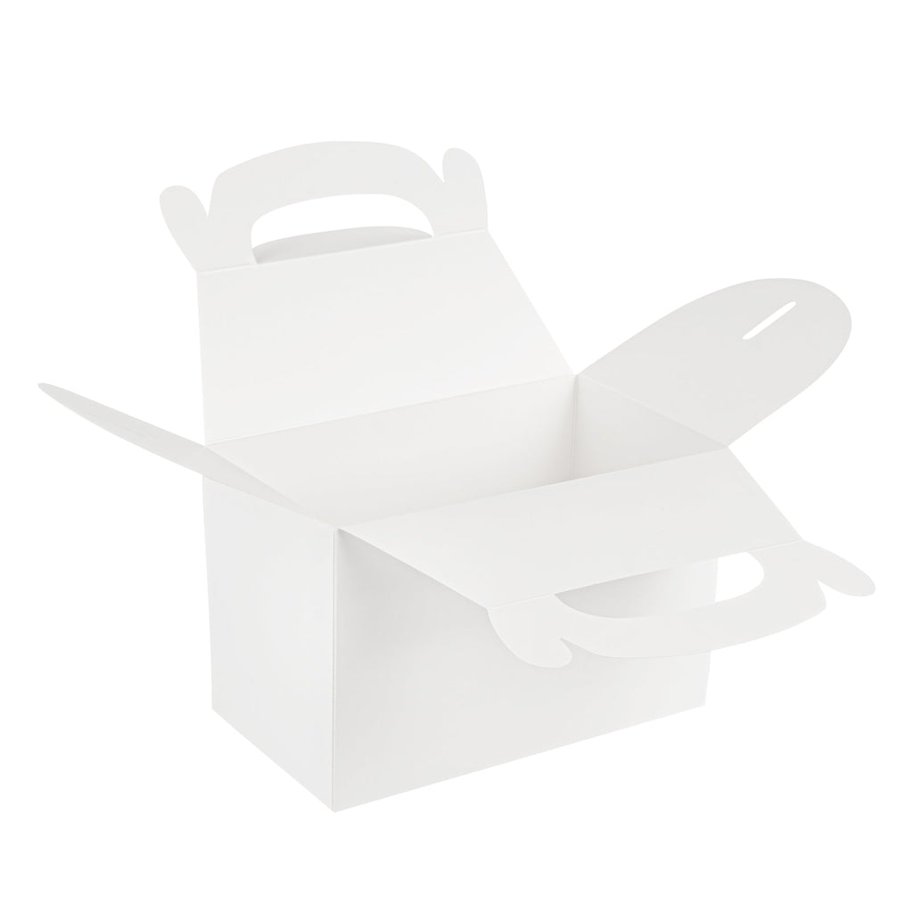 Bio Tek White Paper Gable Box / Take Out Container - Greaseproof - 8 1/2" x 4 3/4" x 5 1/2" - 25 count box