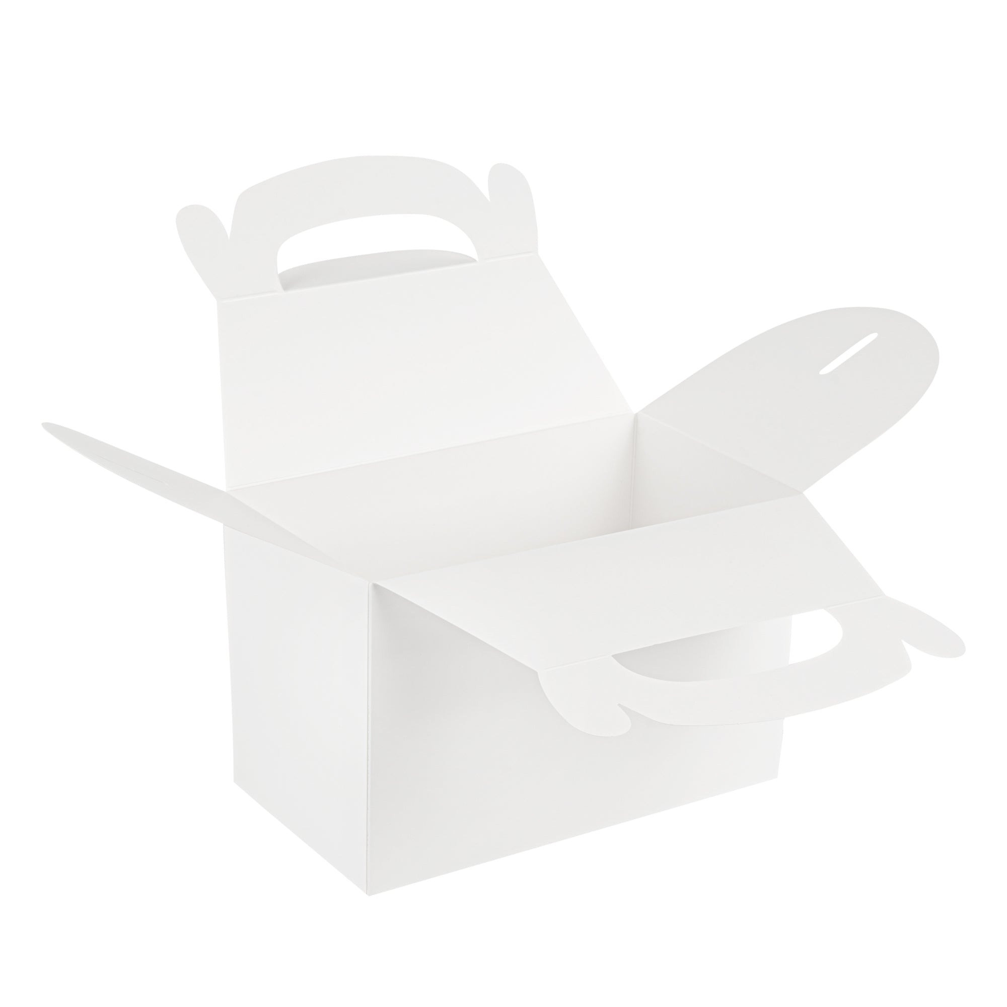 Bio Tek White Paper Gable Box / Take Out Container - Greaseproof - 8 1/2" x 4 3/4" x 5 1/2" - 25 count box