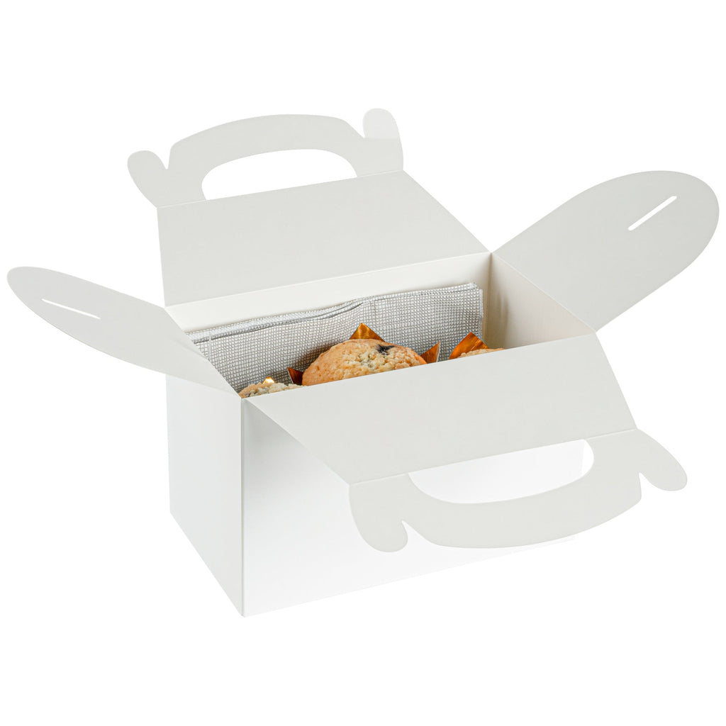 Bio Tek White Paper Gable Box / Take Out Container - Greaseproof - 8 1/2" x 4 3/4" x 5 1/2" - 100 count box