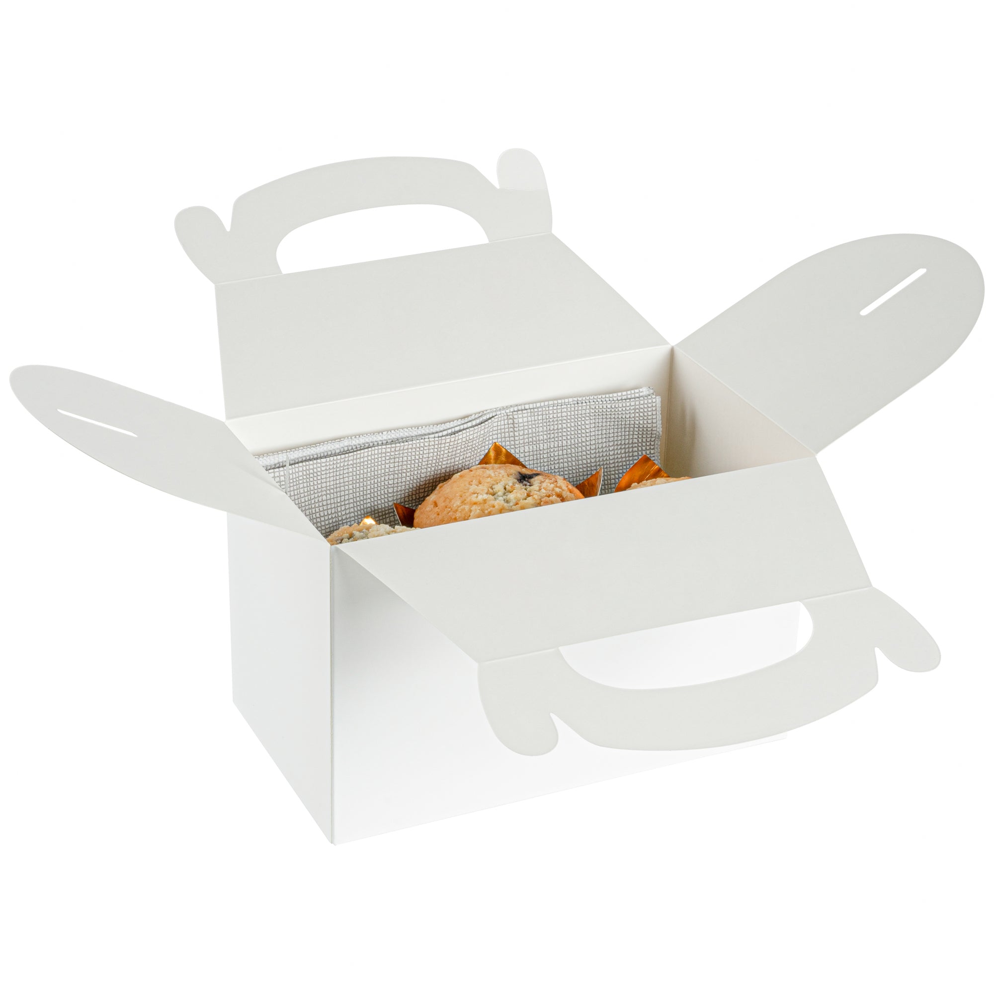Bio Tek White Paper Gable Box / Take Out Container - Greaseproof - 8 1/2" x 4 3/4" x 5 1/2" - 100 count box