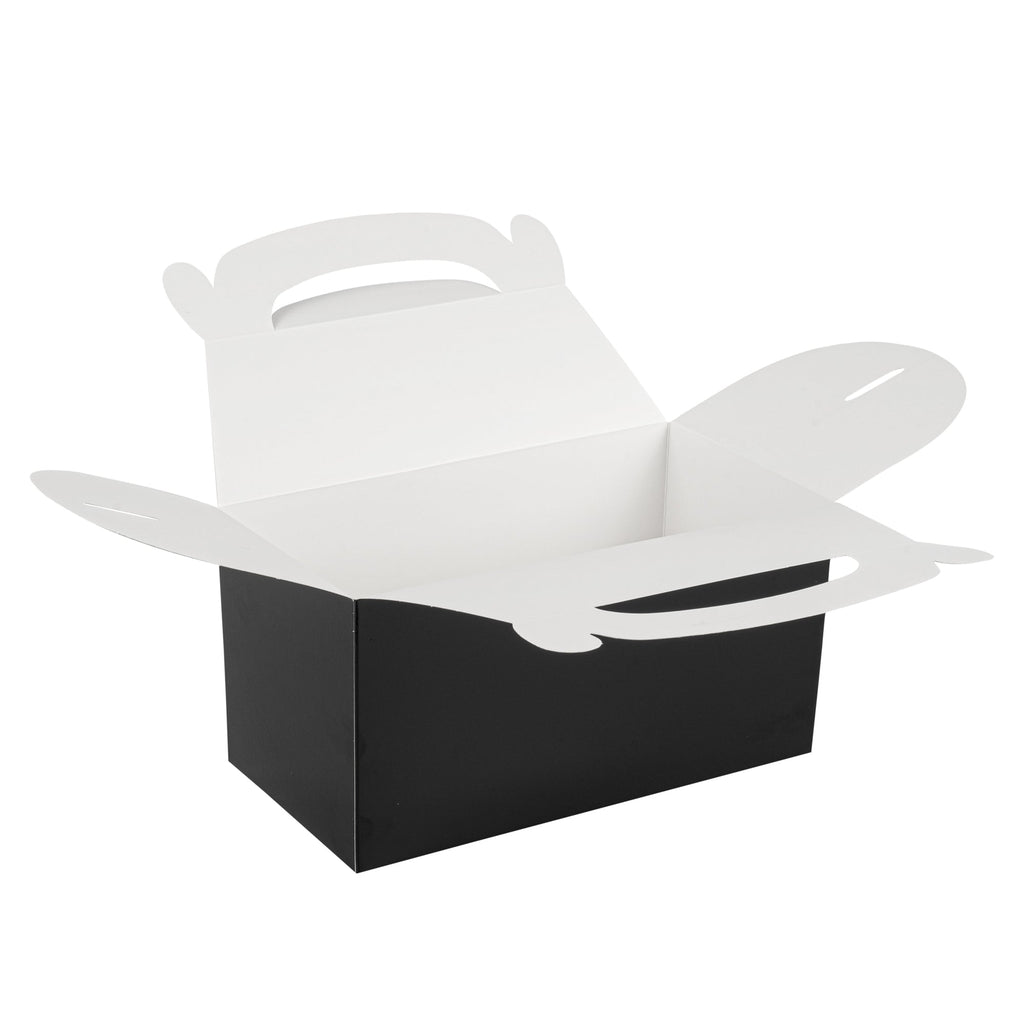Bio Tek Black Paper Gable Box / Take Out Container - Greaseproof - 9 1/2" x 5" x 5" - 25 count box