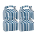 Bio Tek Blue & White Stripe Paper Gable Box / Take Out Container - Compostable - 9 1/2" x 5" x 5" - 100 count box