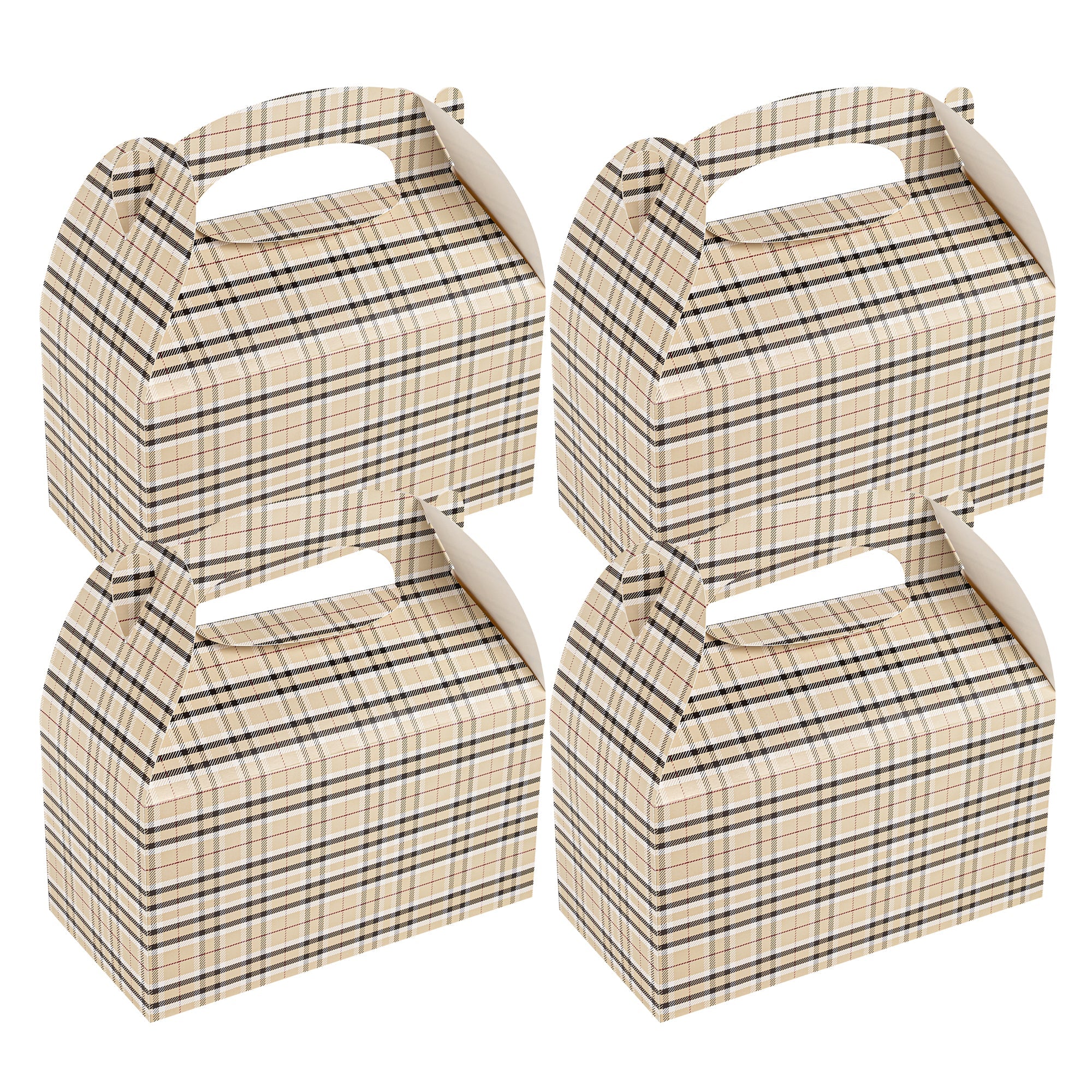 Bio Tek Plaid Paper Gable Box / Take Out Container - Compostable - 9 1/2" x 5" x 5" - 100 count box