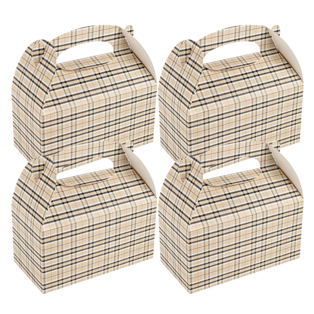 Bio Tek Plaid Paper Gable Box / Take Out Container - Compostable - 9 1/2" x 5" x 5" - 25 count box