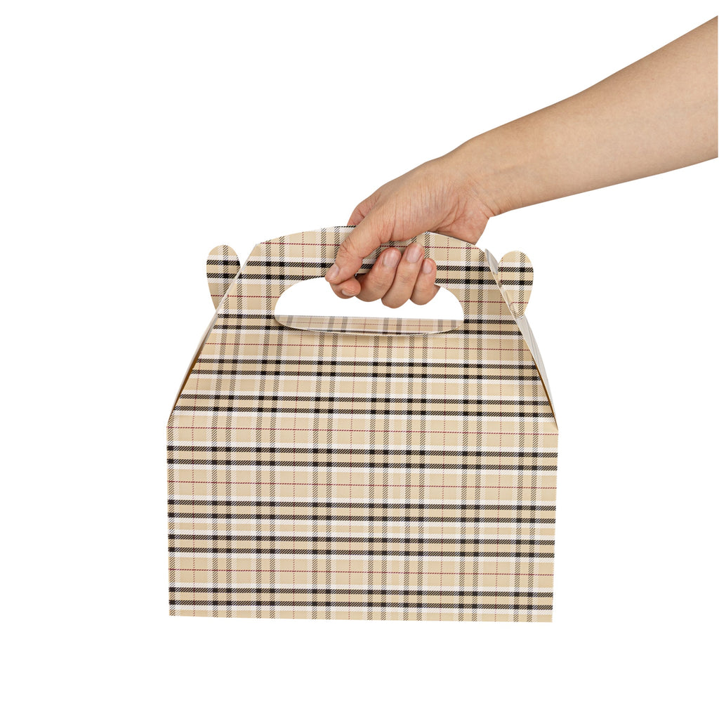 Bio Tek Plaid Paper Gable Box / Take Out Container - Compostable - 9 1/2" x 5" x 5" - 25 count box